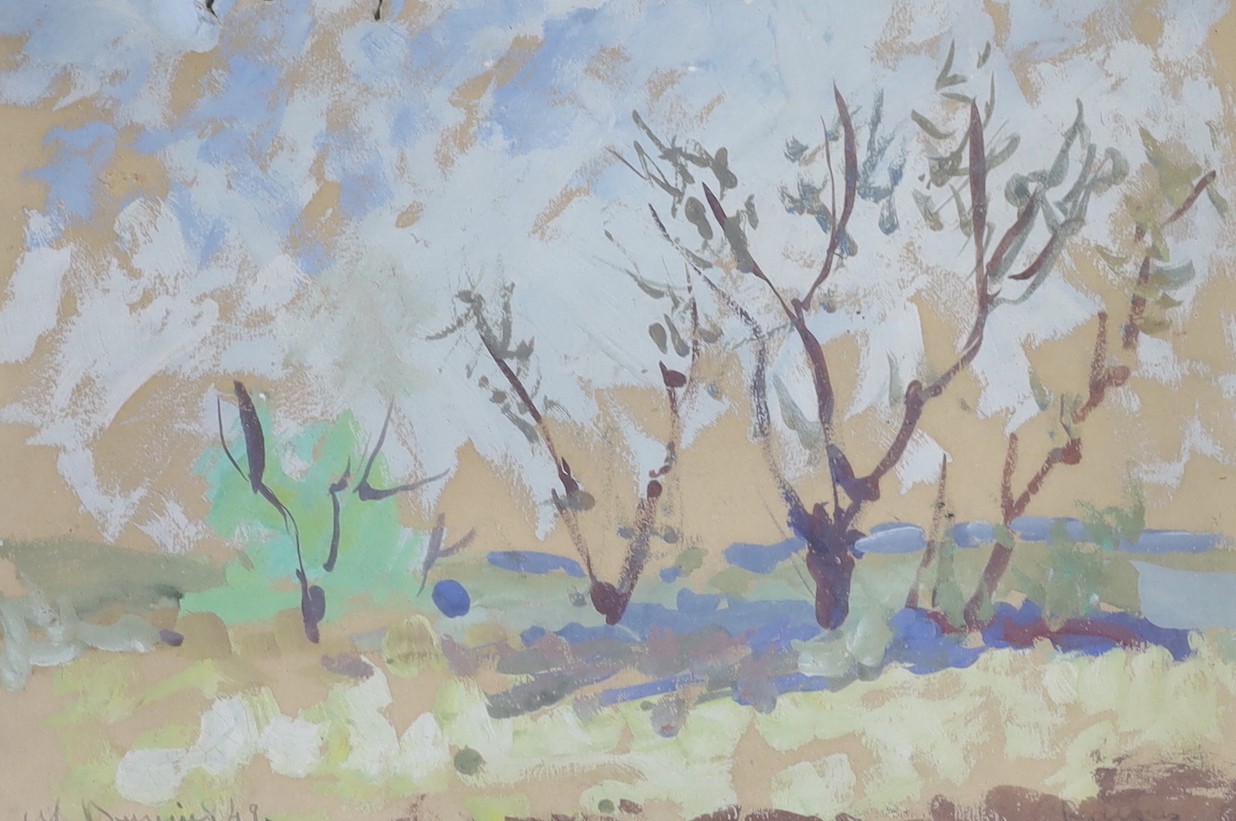 Michel Dureuil (French, 1929-2011), watercolour, Trees in a landscape, signed and dated '49 with inscription verso, 23 x 34cm (a.f.)